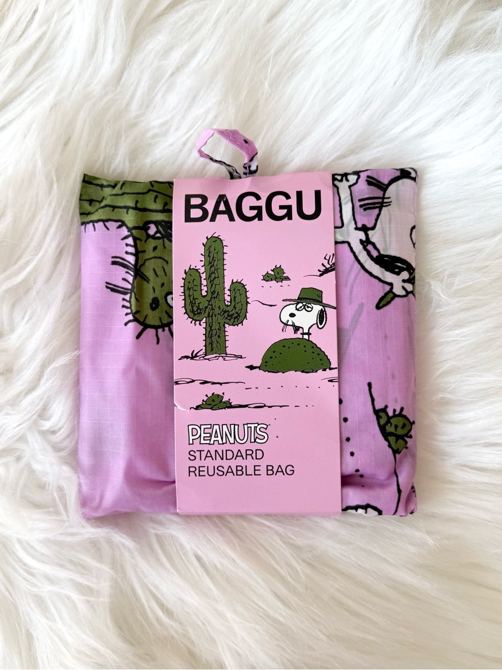 BAGGU x Peanuts Pink Spike Snoopy Standard Reusable Bag NWT